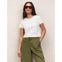 RO&ZO Pure Cotton Jersey Crop T-Shirt White