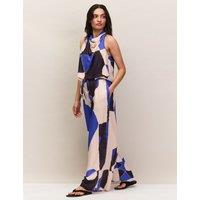 RO&ZO Abstract Print Wide Leg Trousers Blue Mix
