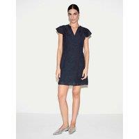 Jigsaw Cotton Blend Floral Jacquard Mini Shift Dress Navy Mix