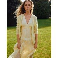 Jigsaw Plisse V-Neck Frill Midaxi Tiered Dress Yellow