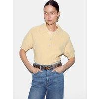 Jigsaw Cotton Rich Collared Knitted Top Yellow