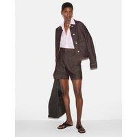 Jigsaw Denim Patch Pocket High Waisted Shorts Purple