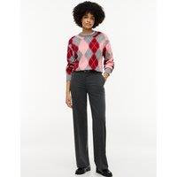 Tommy Hilfiger Pure Cotton Argyle Crew Neck Jumper Grey Mix