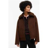 Tommy Hilfiger Wool Rich Collared Zip-Through Bomber Jacket Brown