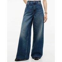 Tommy Hilfiger High Waisted Faded Wide Leg Jeans Mid Blue