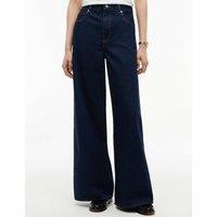 Tommy Hilfiger High Waisted Faded Wide Leg Jeans Dark Blue