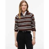 Tommy Hilfiger Pure Wool Striped Half Zip Jumper Brown Mix
