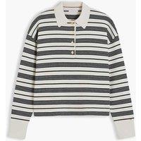Tommy Hilfiger Pure Cotton Striped Collared Jumper Ecru Mix