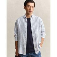 GANT Cotton Linen Blend Striped Shirt Blue Mix