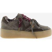 Victoria Suede Lace Up Platform Trainers Khaki