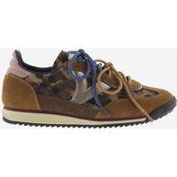 Victoria Lace Up Animal Print Trainers Camel