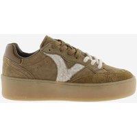 Victoria Turin Suede Lace Up Platform Trainers Taupe