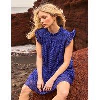 RO&ZO Pure Cotton Broderie Mini Shift Dress Dark Blue