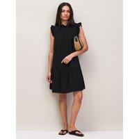 RO&ZO Pure Cotton Frill Detail Mini Dress Black