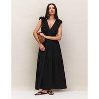 RO&ZO Pure Cotton Midaxi Tiered Dress Black
