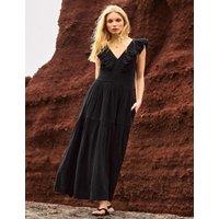 RO&ZO Pure Cotton Midaxi Tiered Dress Black