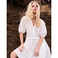 RO&ZO Pure Cotton V-Neck Mini Shift Dress Ivory