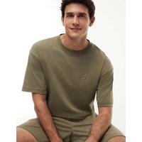 Tommy Hilfiger Pure Cotton Logo Pyjama Set Khaki