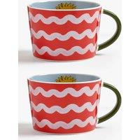 ELEANOR BOWMER Set of 2 Electric Coast Sun Mugs Red Mix