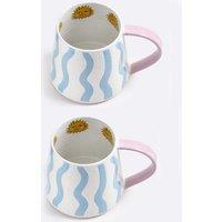 ELEANOR BOWMER Set of 2 Electric Coast Wave Mugs Blue Mix