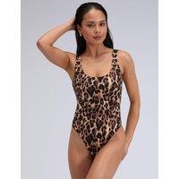 Boux Avenue Animal Print Scoop Neck Swimsuit Brown Mix