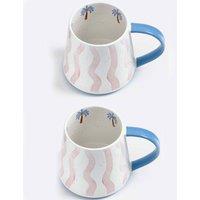 ELEANOR BOWMER Set of 2 Electric Coast Wave Mugs Pink Mix