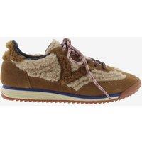 Victoria Saturno Leather Lace Up Trainers Beige
