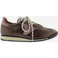 Victoria Saturno Lace Up Metallic Trainers Brown