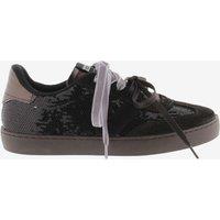 Victoria Leather Lace Up Sparkly Trainers Black
