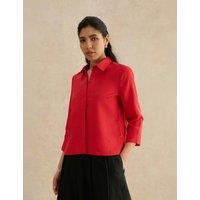 HOBBS Pure Linen Button Through Shirt Red