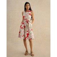 HOBBS Cotton Rich Paisley Belted Skater Dress Red Mix