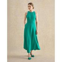 HOBBS Linen Blend Midaxi Skater Dress Green