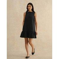 HOBBS Pure Linen Button Front Mini Shift Dress Black