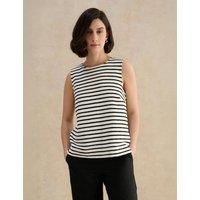 HOBBS Pure Cotton Striped Knitted Vest White Mix