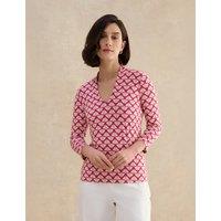 HOBBS Jersey Printed V-Neck Top Pink Mix