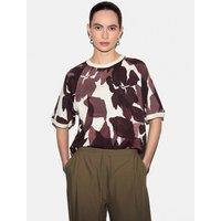 Jigsaw Pure Cotton Floral Crew Neck Sweatshirt Burgundy Mix