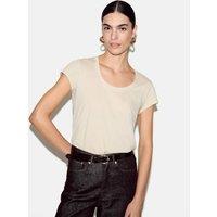 Jigsaw Pure Cotton Scoop Neck T-Shirt Beige
