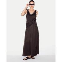 Jigsaw Satin Pleated Wide Leg Ankle Grazer Trousers Brown