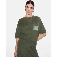 Jigsaw Pure Linen Textured Knitted Top Green