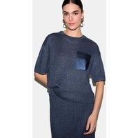 Jigsaw Pure Linen Textured Knitted Top Blue