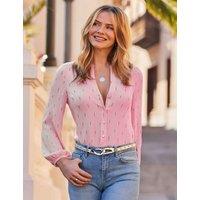 SOSANDAR Printed V-Neck Blouson Sleeve Blouse Pink Mix