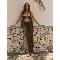 4th & Reckless Cotton Rich Straight Leg Knitted Trousers Chocolate