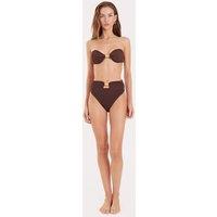 4th & Reckless Crinkle Bandeau Bikini Top Dark Brown