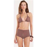 4th & Reckless Striped High Waisted Swim Shorts Brown