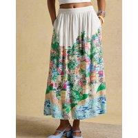 Joules Pure Cotton Fiesta Scene Printed Midi Skirt Multi