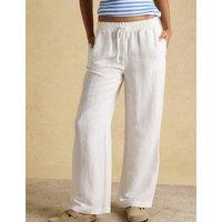 Joules Linen Blend Wide Leg Trousers White