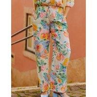 Joules Linen Blend Floral Wide Leg Trousers Multi