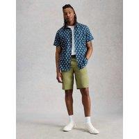White Stuff Pure Cotton Printed Short Sleeve Shirt Navy Mix