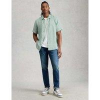 White Stuff Pure Linen Short Sleeve Shirt Green