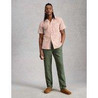 White Stuff Pure Cotton Printed Short Sleeve Shirt Pink Mix